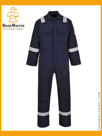 fire retardant coveralls in navy color for industrial workwear